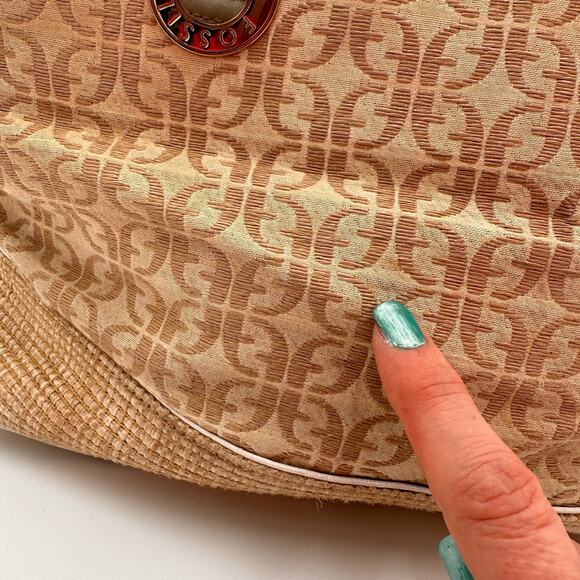 Fossil Monogram Canvas Brown Shoulder Satchel Purse - Picture 9 of 13